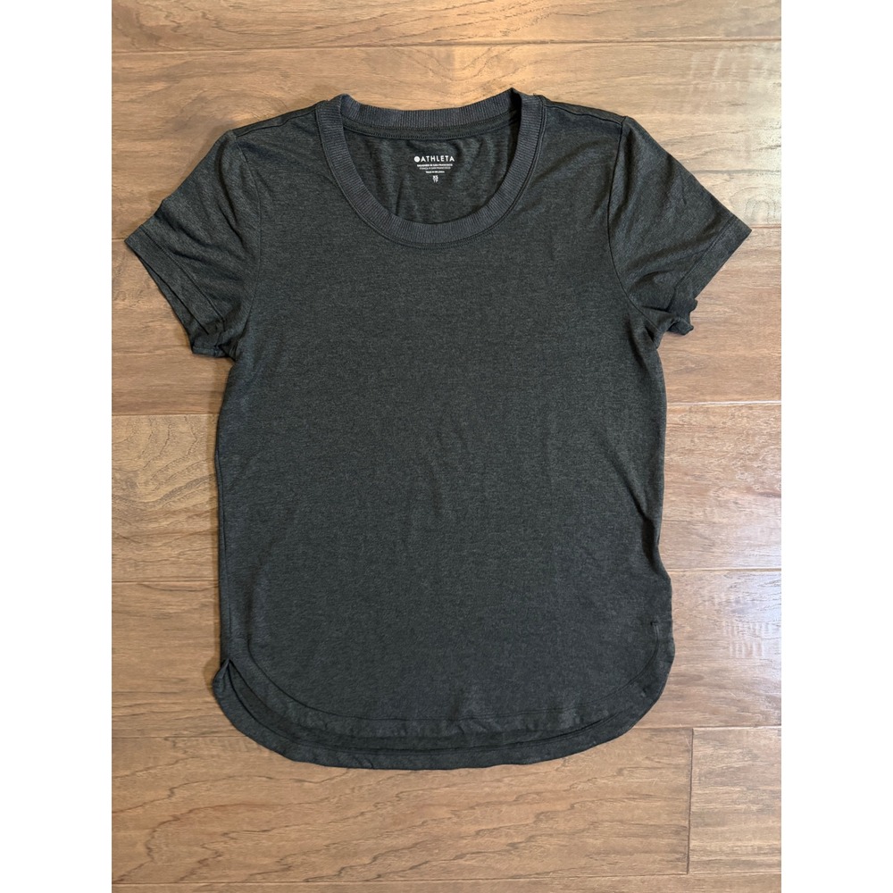 Athleta Uptempo Tee Charcoal Grey Heather Short Sleeve Active Top XS